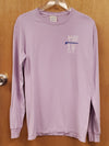Classic Logo Garment Dyed Long Sleeve T-Shirt- Blue