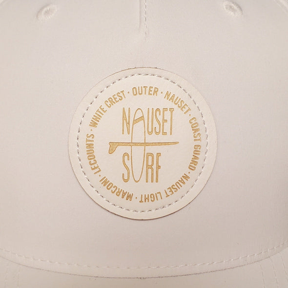 Beaches Leather Pre Curved Pinch Front Perforated Performance - Wht - Nauset Surf Shop