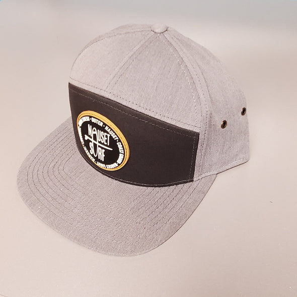 Beaches Rubber Logo C57CT 7Panel Cotton Twill- Black/Gold - Nauset Surf Shop