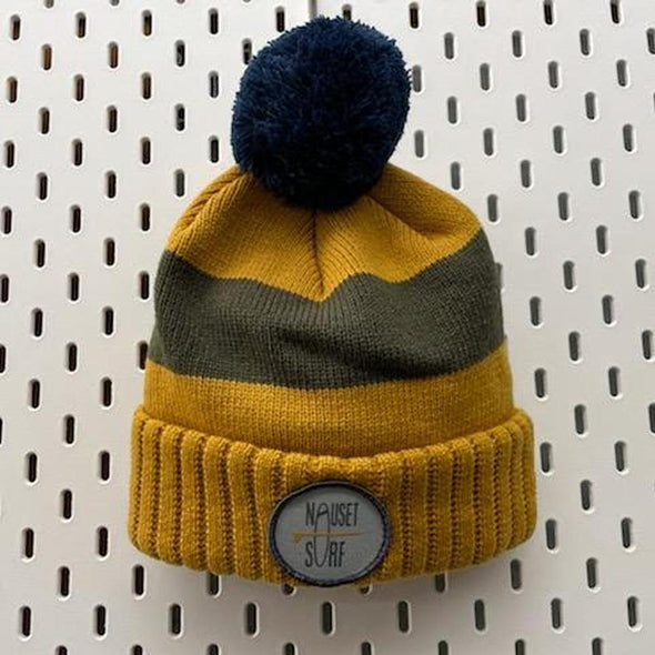 Classic Logo Circle Patch Jacquard Knit Beanie w/ Pom - Nauset Surf Shop