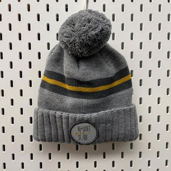 Classic Logo Circle Patch Jacquard Knit Beanie w/ Pom - Nauset Surf Shop