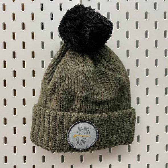 Classic Logo Circle Patch Jacquard Knit Beanie w/ Pom - Nauset Surf Shop