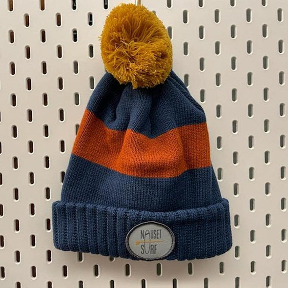 Classic Logo Circle Patch Jacquard Knit Beanie w/ Pom - Nauset Surf Shop
