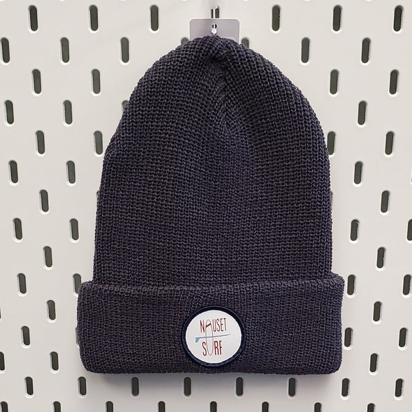 NS Classic Circle Logo C01 Knit Beanie- Navy/Brown/Lt.Blue Patch - Nauset Surf Shop