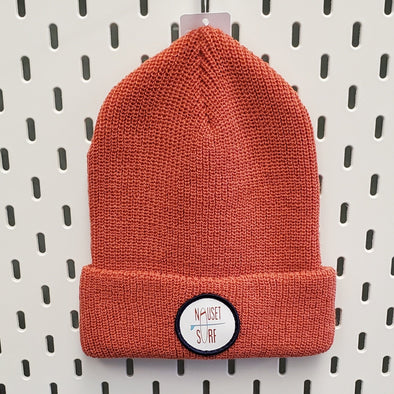 NS Classic Circle Logo C01 Knit Beanie- Navy/Brown/Lt.Blue Patch - Nauset Surf Shop