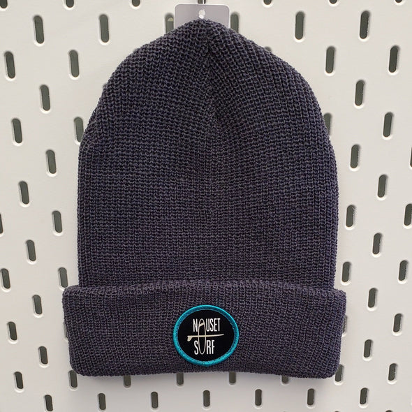 NS Classic Circle Logo C01 Knit Beanie- Teal/Black Patch - Nauset Surf Shop