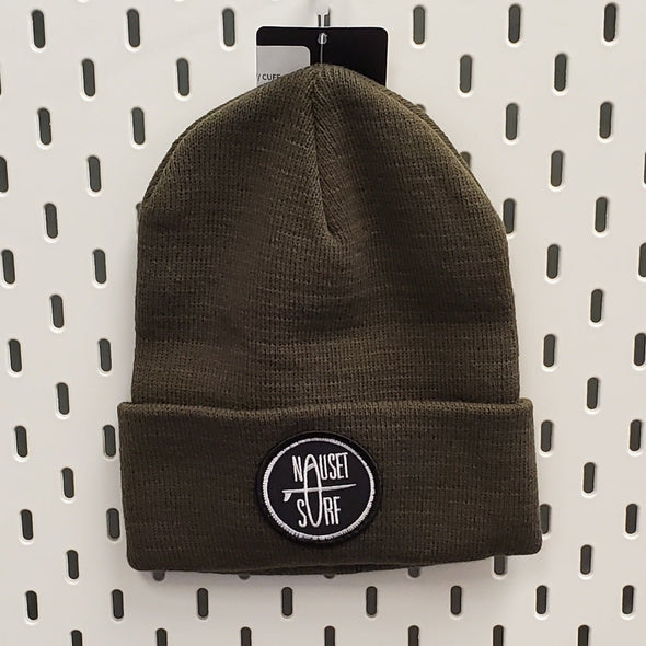 NS EMB ROUND R18 SOLID BEANIE W/ CUFF - Nauset Surf Shop