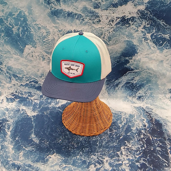 NS Hat SHARK C12CTM PRE CURVED TRUCKER COTTON TWILL & MESH- Red - Nauset Surf Shop