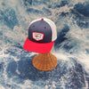 NS Hat SHARK C12CTM PRE CURVED TRUCKER COTTON TWILL & MESH- Red - Nauset Surf Shop