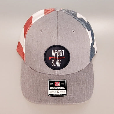 NS ROUND 112PM PRE-CURVED TRUCKER - STARS&STRIPES - Nauset Surf Shop