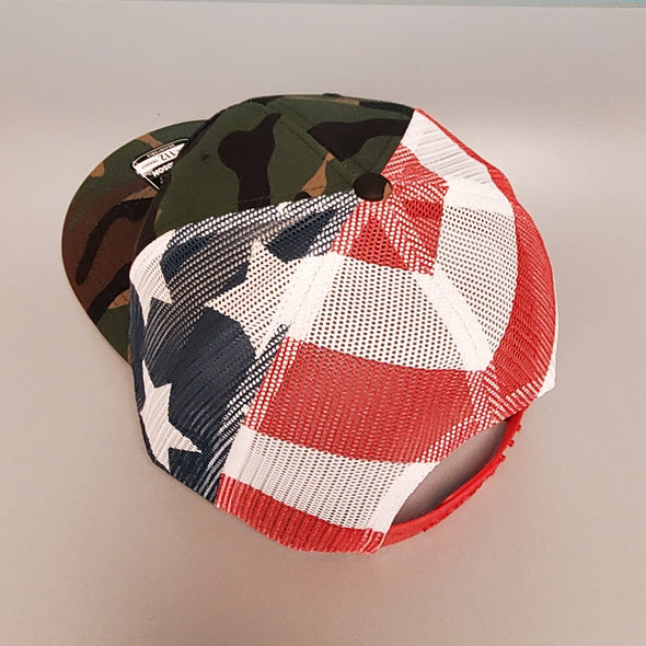 NS ROUND 112PM PRE-CURVED TRUCKER - STARS&STRIPES - Nauset Surf Shop